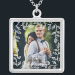 Delicate Leaves Frame Monogrammed Photo Silver Plated Necklace<br><div class="desc">Delicate Leaves Frame Monogrammed Photo Design.</div>