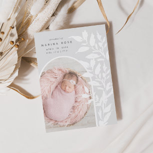 Delicate Leaves   Photo Birth Announcement