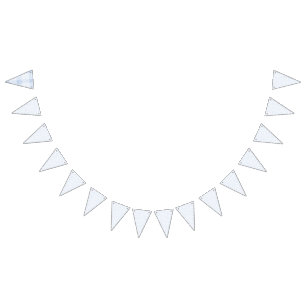 Delicate, light-blue patterned design repeating on bunting