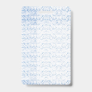 Delicate, light-blue patterned design repeating on ID badge