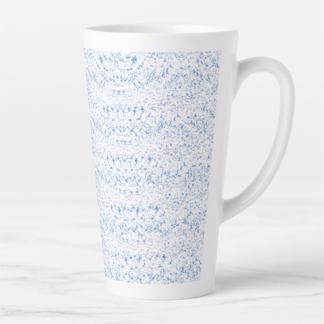Delicate, light-blue patterned design repeating on latte mug (Right)