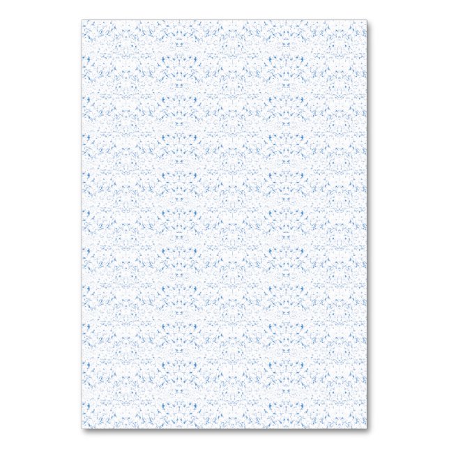 Delicate, light-blue patterned design repeating on table number (Front)