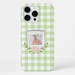 Delicate Light Green Buffalo Check Your Baby Photo iPhone 16 Pro Max Case