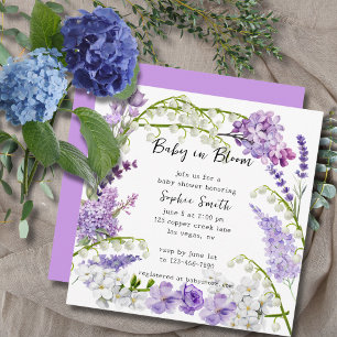 Delicate Lilac And Purple Florals Baby Shower Invitation
