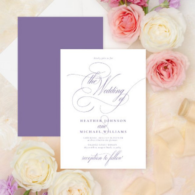 Delicate Lilac Lavender Modern Calligraphy Classic Invitation (Creator Uploaded)