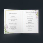 Delicate Lilac Purple Floral Gold Wedding Program Programme<br><div class="desc">Personalise this elegant timeless wedding program with your own wording easily and quickly,  simply press the customise it button to further re-arrange and format the style and placement of the text.  Double sided. The Happy Cat Studio</div>