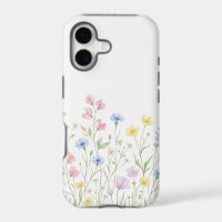 Delicate Loose Watercolor Spring Wildflowers and W