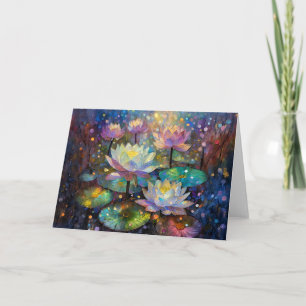 Delicate Lotus Flowers Blossoming in the Snow Card