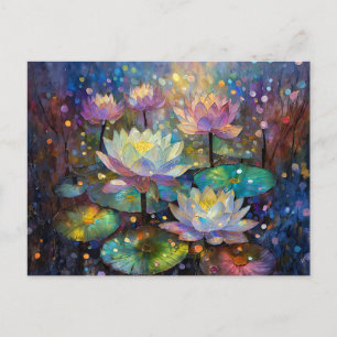 Delicate Lotus Flowers Blossoming in the Snow Postcard