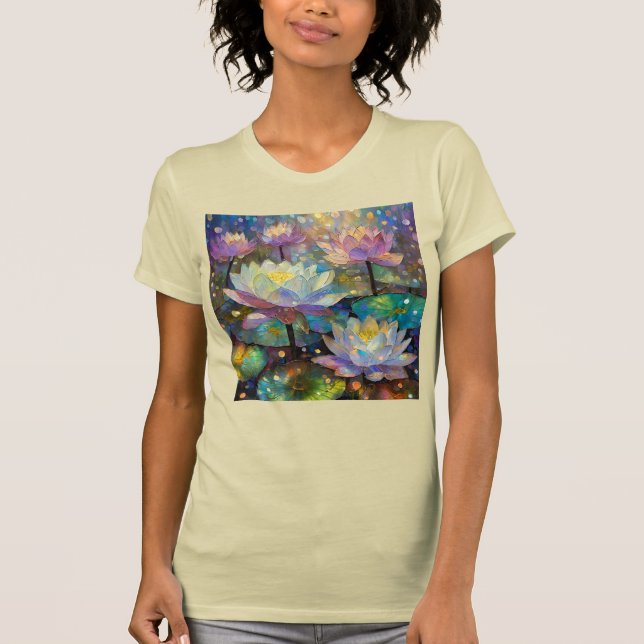 Delicate Lotus Flowers Blossoming in the Snow T-Shirt (Front)