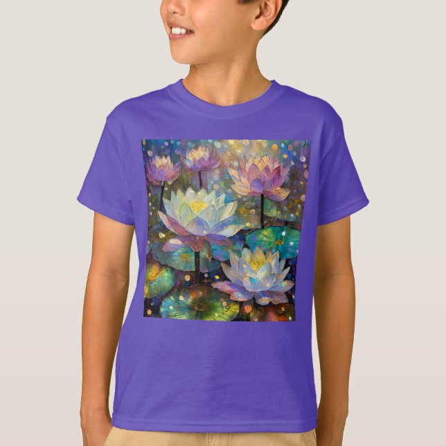 Delicate Lotus Flowers Blossoming in the Snow T-Shirt (Front)