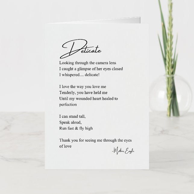 Delicate Love Poem Poetry  Foil Greeting Card (Front)