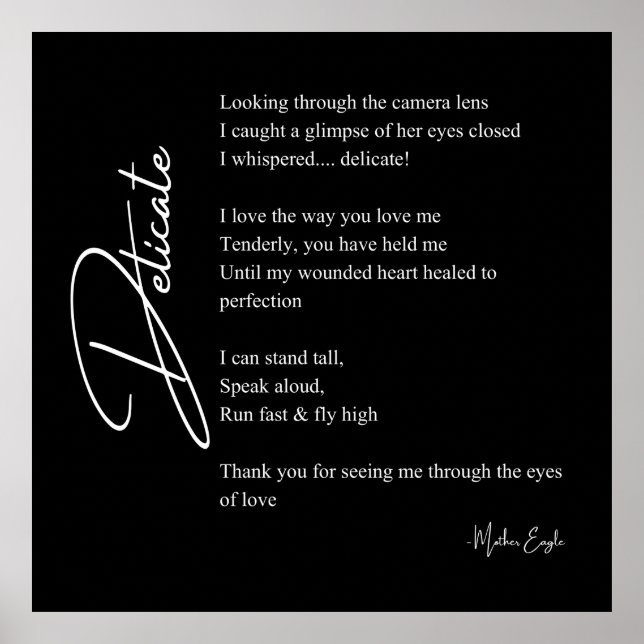 Delicate Love Poem Poetry Wall Art Poster Decor  (Front)