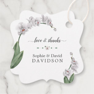 Delicate Luau Watercolor White Orchid Wedding Favour Tags