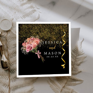 Delicate Magical Bouquet Wedding Cocktail Napkins
