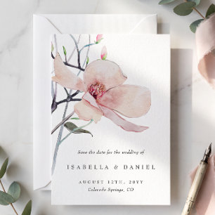 Delicate Magnolia Wedding Save the Date Invitation