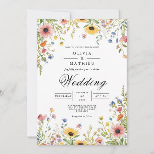 Delicate Meadow Floral Whimsy Wedding Invitation
