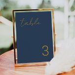 Delicate Minimal Navy Blue Gold Table Number Cards<br><div class="desc">Modern and elegant design printed Delicate Minimalist Simple Navy Blue & Gold Table Number Cards that can be customised with your text and add each table number card to your cart,  one by one. Check out the Graphic Art Design store for other products that match this design!</div>