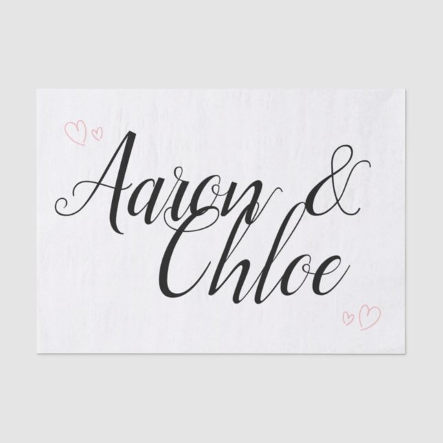 Delicate Minimalist Calligraphy Wedding Tissue Paper (Front)