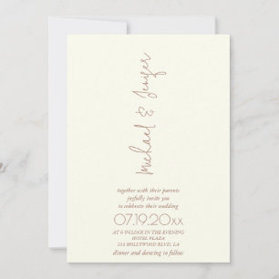 Delicate minimalist ivory neutral all in one invitation