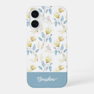 Delicate Modern Floral Pattern With Your Name iPhone 16 Case