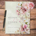 Delicate Modern Pink Blush Rose Lily Green Wedding Planner<br><div class="desc">This wedding planner design features a soft realistic floral side spray of white, blush pink, and cream roses and lilies on a soft light sage green watercolor background. The back continues the design. This design is part of the Delicate Modern Pink Blush Rose and Lily wedding suite of cards created...</div>