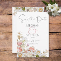 Delicate Modern Pink Blush Rose & Lily Wedding