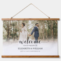 Delicate Modern Script Photo Wedding Welcome