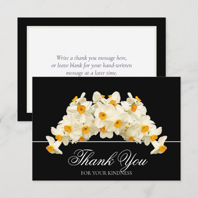 Delicate Modern Spring Daffodils Floral Thank You Card (Front/Back)