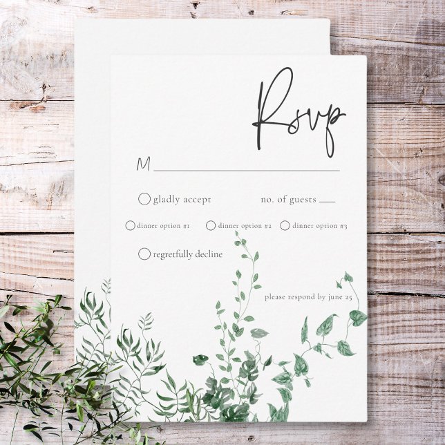 Delicate Modern Tropical Rainforest Foliage Dinner RSVP Card (Delicate Modern Tropical Rainforest Foliage Dinner RSVP Card)