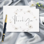 Delicate Modern White Grey & Gold Floral Wedding Thank You Card<br><div class="desc">This wedding thank you card design features a soft watercolor floral side spray of white,  grey,  and faux gold. This design is part of the Delicate Modern White Grey and Gold Floral wedding suite of cards created by Simply Farmhouse Press.</div>