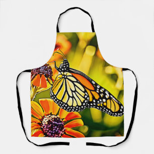 Delicate Monarch Butterfly Bloom Design Apron