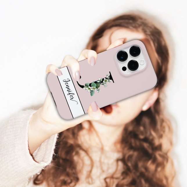 Delicate Monogram J custom name Jasmine floral  Case-Mate iPhone Case (Creator Uploaded)