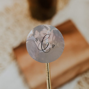 Delicate Monogram Photo Wedding Envelope Seals