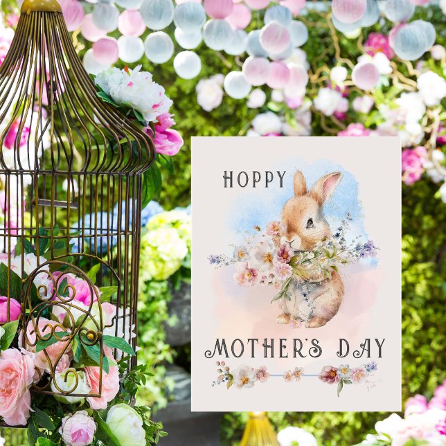 Delicate Mother's Day Baby Bunny Floral Bouquet Invitation Postcard (Creator Uploaded)
