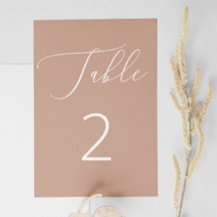 Delicate Muted Peach Beige Minimalist Wedding Table Number