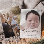 Delicate My First Christmas Baby Birth Photo Holiday Card<br><div class="desc">This delicate my first Christmas baby birth photo holiday card is the perfect modern holiday greeting. The romantic minimalist design features lovely and elegant black typography with a clean and simple look. Personalise the card with you baby's photo,  name,  birth announcement info and holiday message.</div>