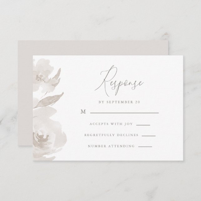 Delicate Neutral Floral and Foliage Wedding Rsvp (Front/Back)