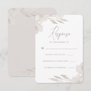 Delicate Neutral Floral and Foliage Wedding Rsvp Card