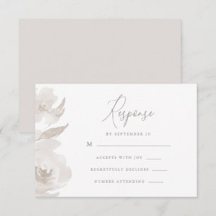 Delicate Neutral Floral and Foliage Wedding Rsvp Card