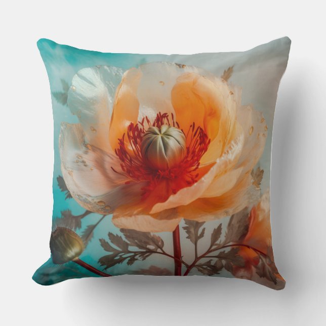 Delicate Orange Flower  Cushion (Front)