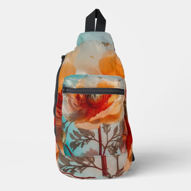 Delicate Orange Flower  Sling Bag (Front)