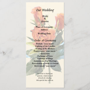 Delicate Orange Rosebuds Wedding Program Programme