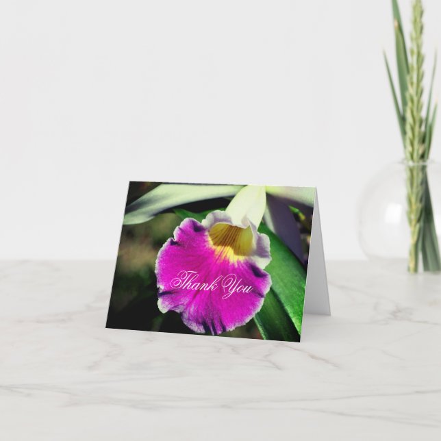 Delicate Orchid Flower Customisable Thank You Card (Front)