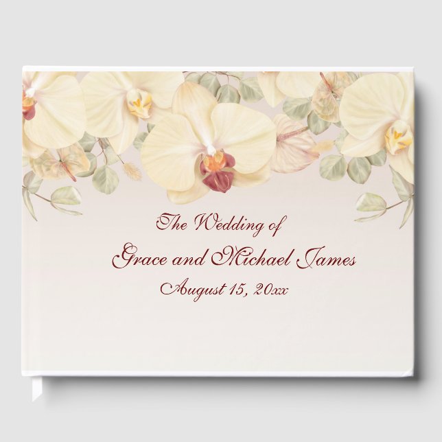 Delicate Orchid Flower Guest Book (Front)