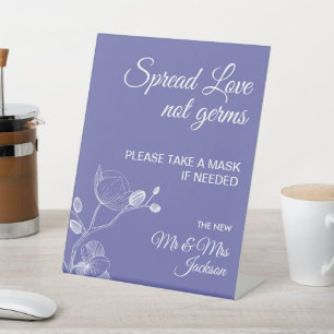 Delicate orchids elegant wedding covid safety pede pedestal sign