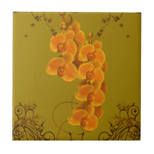Delicate Orchids Floral Art Tile