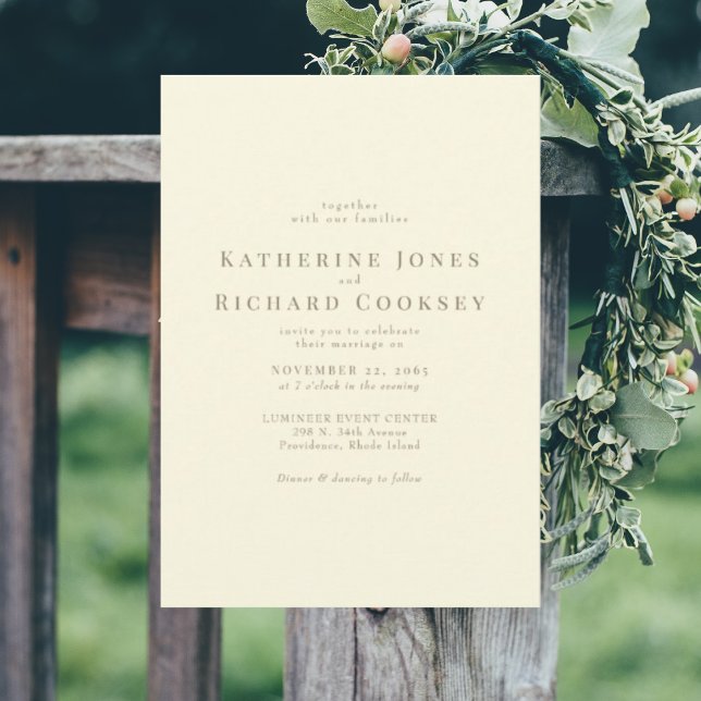 Delicate Pale Yellow Modern No Parents Wedding Invitation (Creator Uploaded)