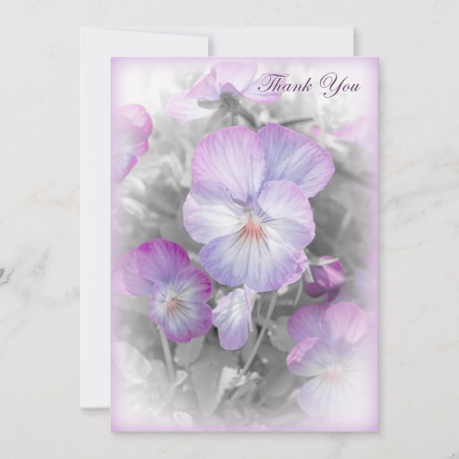 Delicate Pansies Blank Thank You Card (Front)