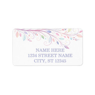Delicate Pastel Leaves Label